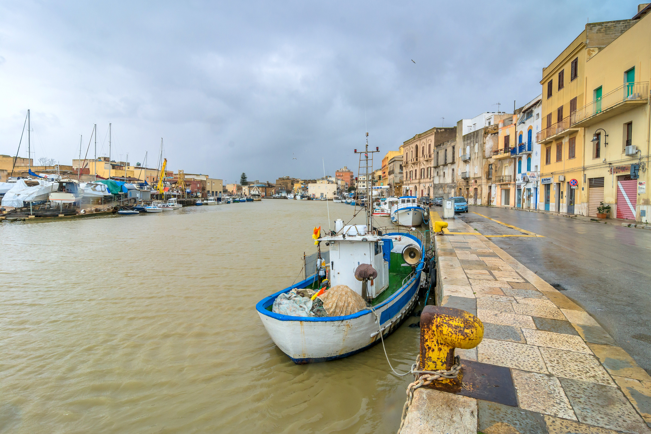 Fishing Boats and Canal in Mazara Del Vallo, Sicily